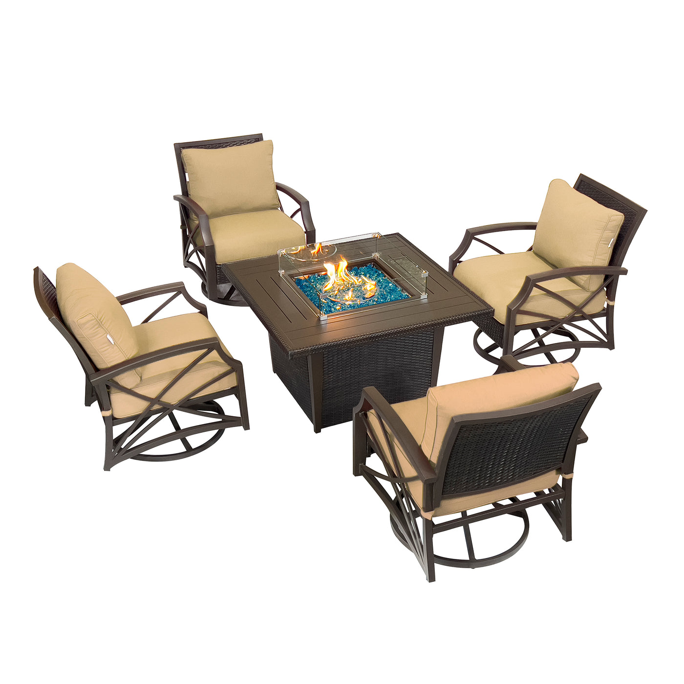 Ethan 5-Piece Outdoor Fire Pit Table Set for Patio