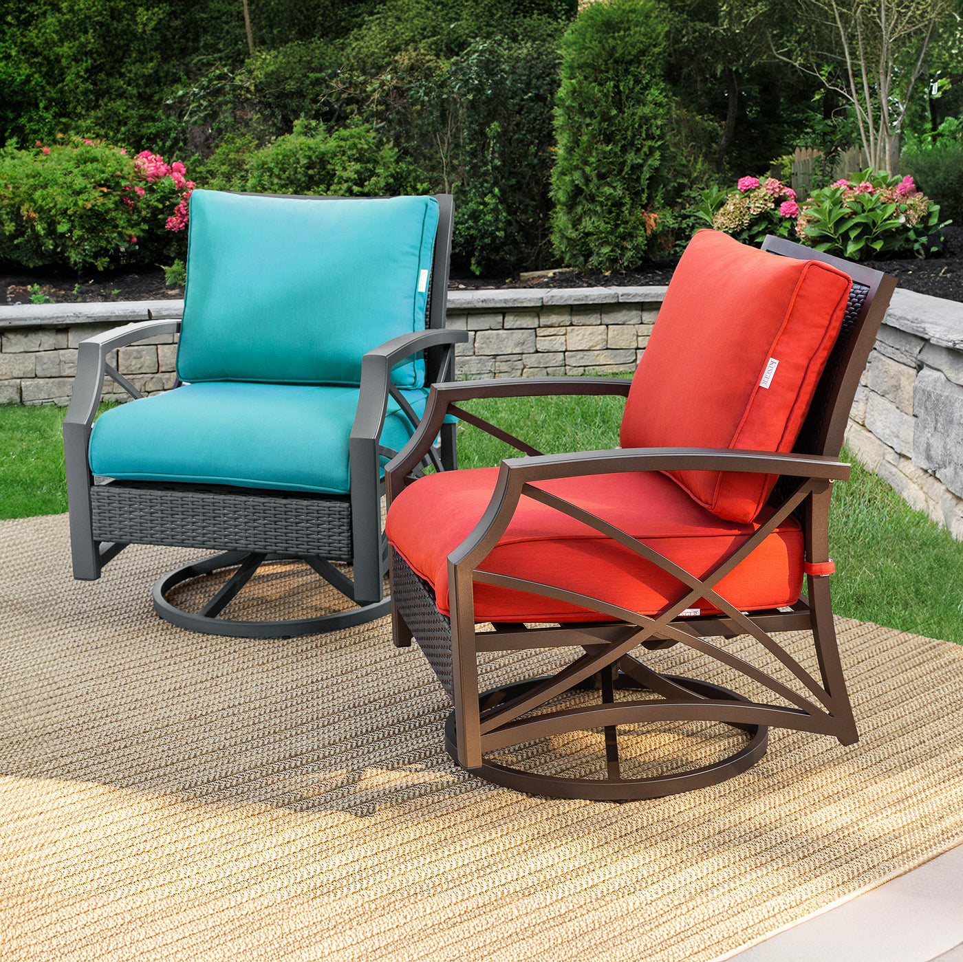 Kinger Home Weather Resistant Olefin Outdoor Seat Cushion Cover Set Tan